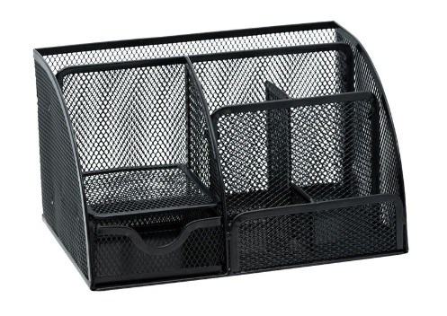 Porta Lápis Caneta Aramado Preto 6 Lugares Com Gaveta Brw OR5151