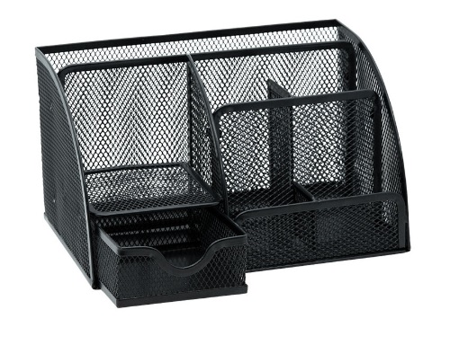 Porta Lápis Caneta Aramado Preto 6 Lugares Com Gaveta Brw OR5151