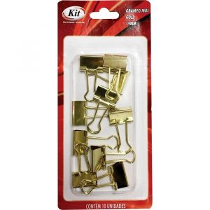 Prendedor Clips Binder 19mm Dourado Com 10 Unidades - Kit 19MM#5