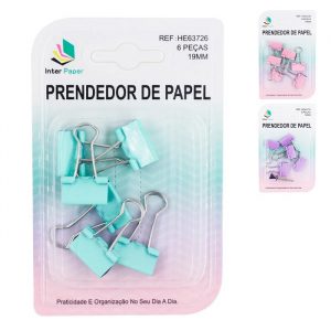 Prendedor De Papel Binder Clips 19mm Sortidos Win Paper 06 Unidades HE63726