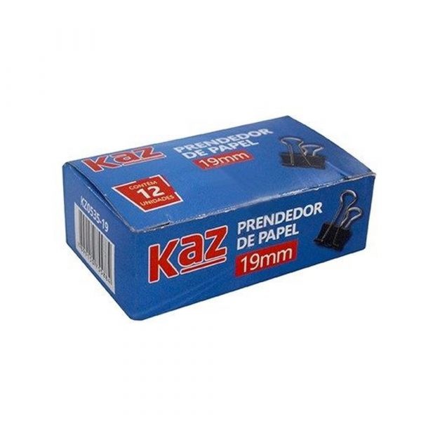 Prendedor de Papel Blinder 19mm Kaz C/12 Unidades Pacote C/ 06 Caixas KZ053519