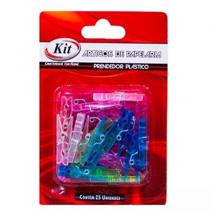 Prendedor Plástico Mini Colorido Com 25 Unidades Kit AUC500525