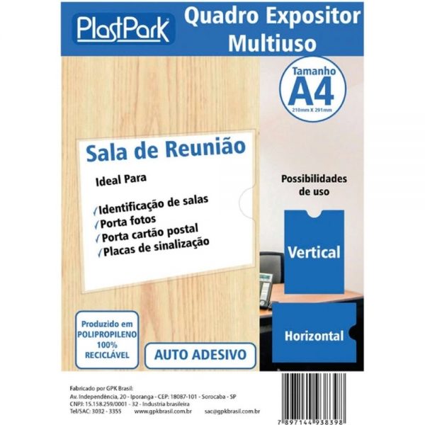 Protetor p/ Documentos Quadro Multiuso A4 Plastpark
