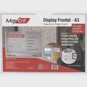 Quadro Multiuso Frontal A3 Cristal Display Office Maxcril 10090014
