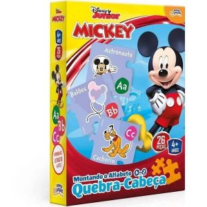 Quebra Cabeça Montando o Alfabeto Mickey 26 Peças Toyster 8019
