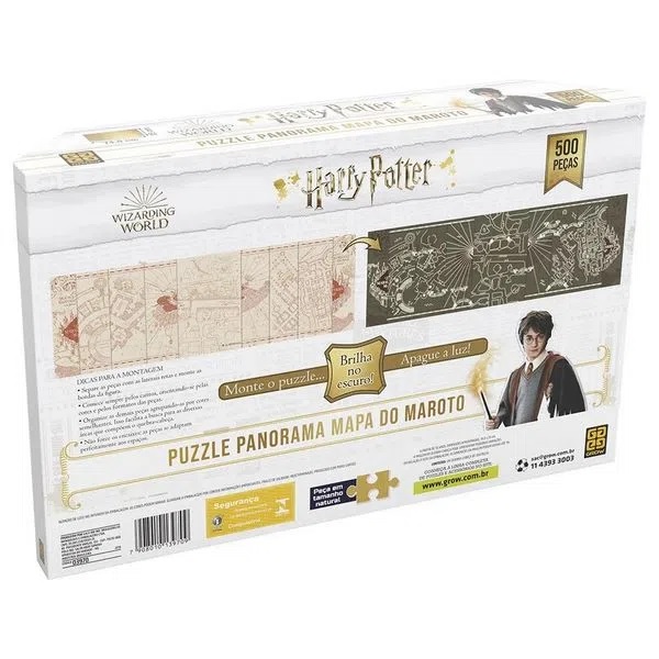Quebra-Cabeça Puzze Harry Potter Panorama Mapa Maroto 500 Peças Brilha no Escuro - Grow 03970