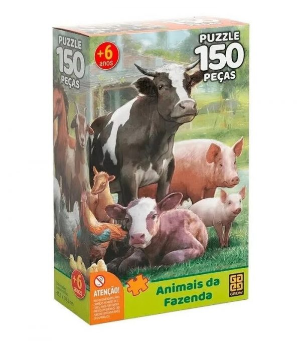 Quebra-Cabeça Puzzle Animais Da Fazenda 150 Peças + 6 Anos Grow 03751