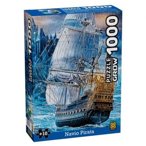 Quebra-Cabeça Puzzle Navio Pirata 1000 Peças + 10 Anos Grow 04264