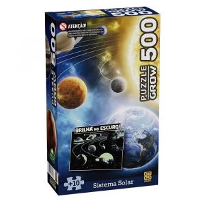 Quebra-Cabeça Puzzle Sistema Solar (Brilha No Escuro) 500 Peças + 10 Anos Grow 03727