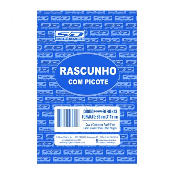 Rascunho Sem Pauta Com Picote 80 Folhas 80 x 115mm São Domingos 10056