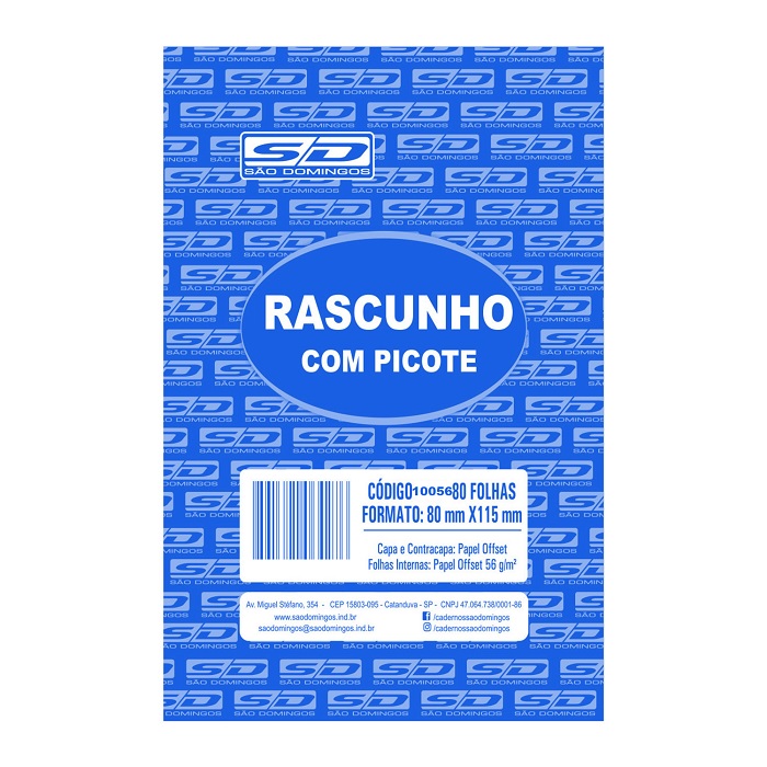 Rascunho Sem Pauta Com Picote 80 Folhas 80 x 115mm São Domingos C/ 20 Unidades