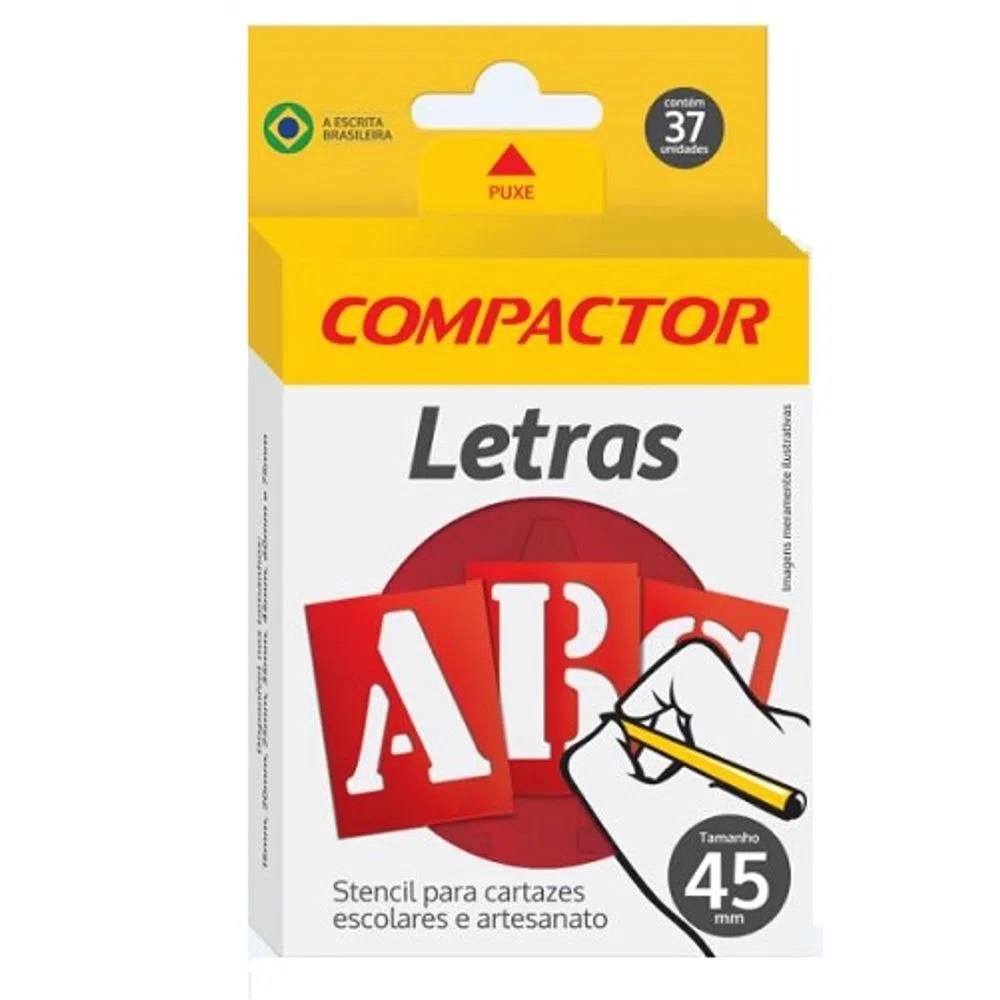 Régua Normográfo Letras e Números Vazados ABC 45mm Compactor - Papelaria  Criativa