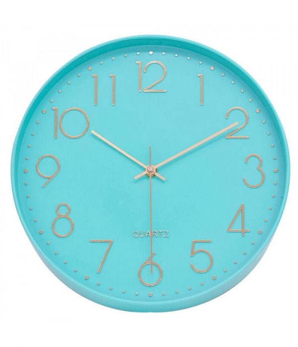 Relógio De Parede Kit Casa Redondo 30cm Verde Turquesa 7401