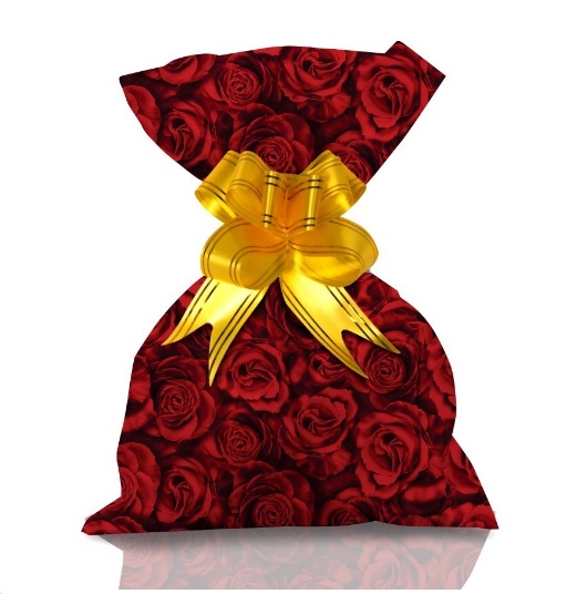 Saco Presente Gala 20x29cm Rosas Vermelhas 50 Unidades 11993371 - Papelaria  Criativa
