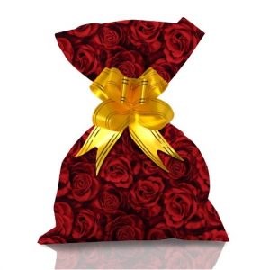 Saco Presente 20x29cm Rosas Vermelhas Avulso Gala