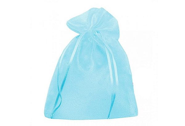 Saco Presente Tecido Organza 10x15cm Azul Bebê Gala Com 10 Unidades 69771