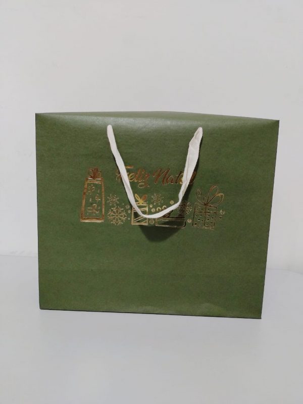 Sacola Presente Up Box Kraft Verde Feliz Natal M 3771