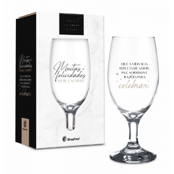 Taça Windsor Muitas Felicidades Hoje E Sempre 330ml Brasfoot 11049