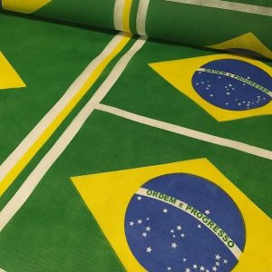 Tecido Estampado TNT Mewi Bandeira Brasil Grande + 2 Pequenas C/50 Metros - Copa do Mundo 03049