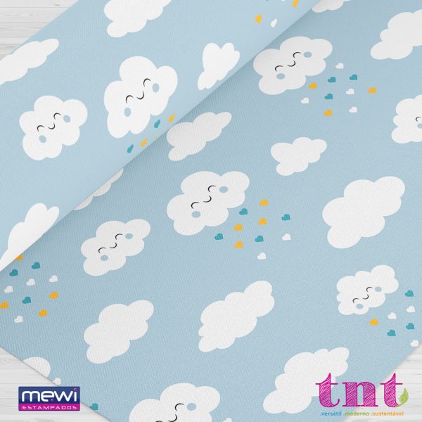 TECIDO ESTAMPADO TNT MEWI CHUVA DE BENCAO AZUL 04217