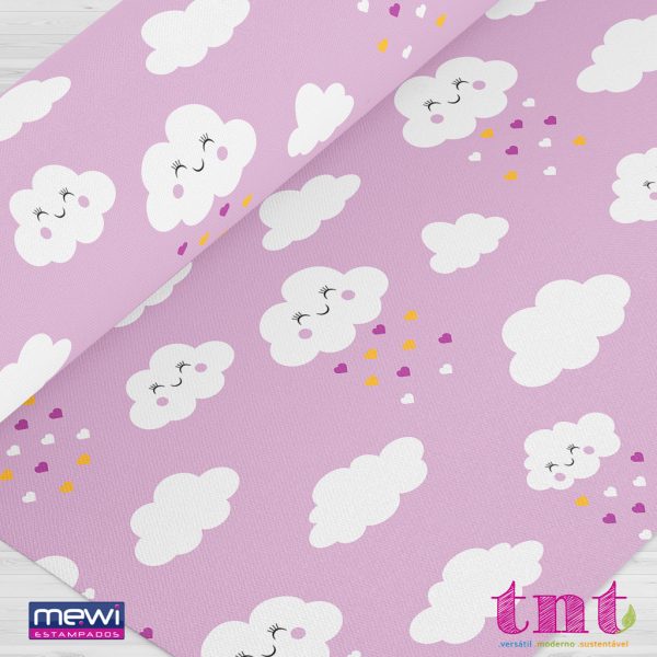 TECIDO ESTAMPADO TNT MEWI CHUVA DE BENCAO ROSA 04217