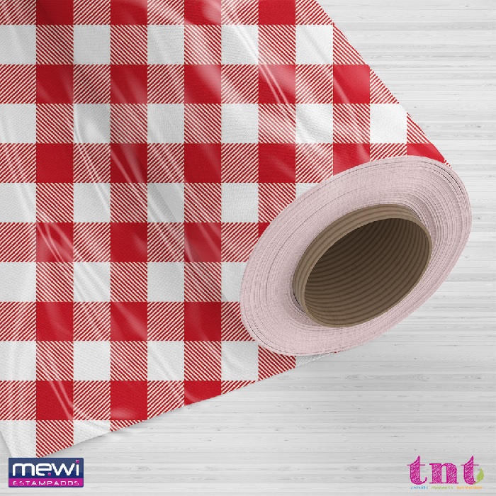 TNT Estampado Xadrez Vermelho e Branco 140cm x 1mt 1und