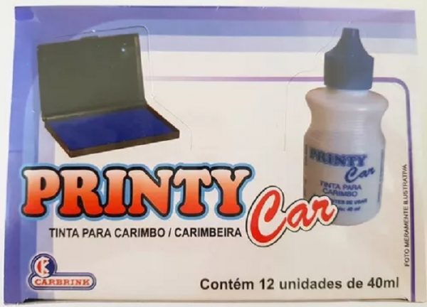 Tinta Carimbo Preto Printycar 40ml Carbrink C/ 12 Unidades 133