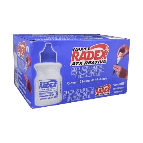 Tinta Pincel Marcador Permanente 40ml Azul Radex 211 C/12 Unidades