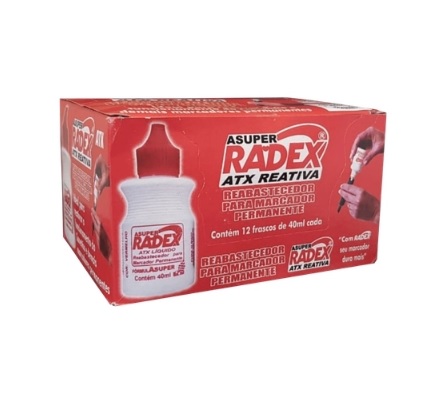 Tinta Pincel Marcador Permanente 40ml Vermelho Radex 212 C/12 Unidades