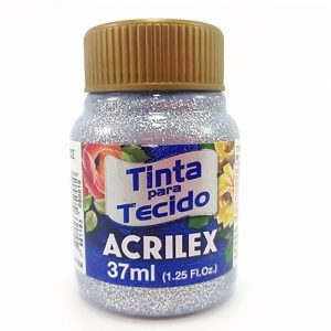 TINTA TECIDO ACRILEX GLITER PRATA 202 37ML