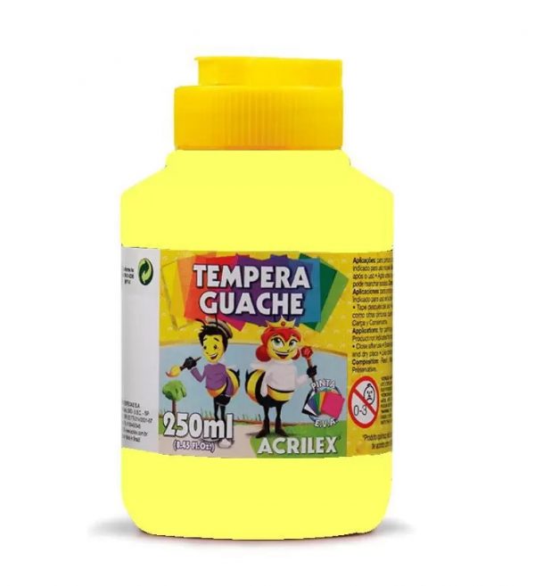 Tinta Têmpera Guache Acrilex 250ml Amarelo Limão 504