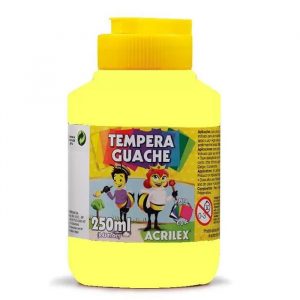Tinta Têmpera Guache Acrilex 250ml Amarelo Limão C/ 06 Unidades