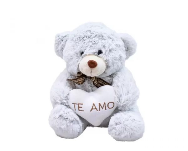 Urso Branco Te Amo 30cm Fofy Toys