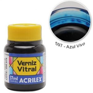 Verniz Vitral Acrilex Azul Vivo 37ml 597 c/ 6 unidades