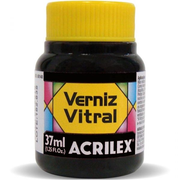 Verniz Vitral Acrilex Preto 37ml c/ 6 unidades