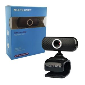 Webcam Multilaser Plug E Play 480P Sensor CMOS Microfone Usb Preto WC051